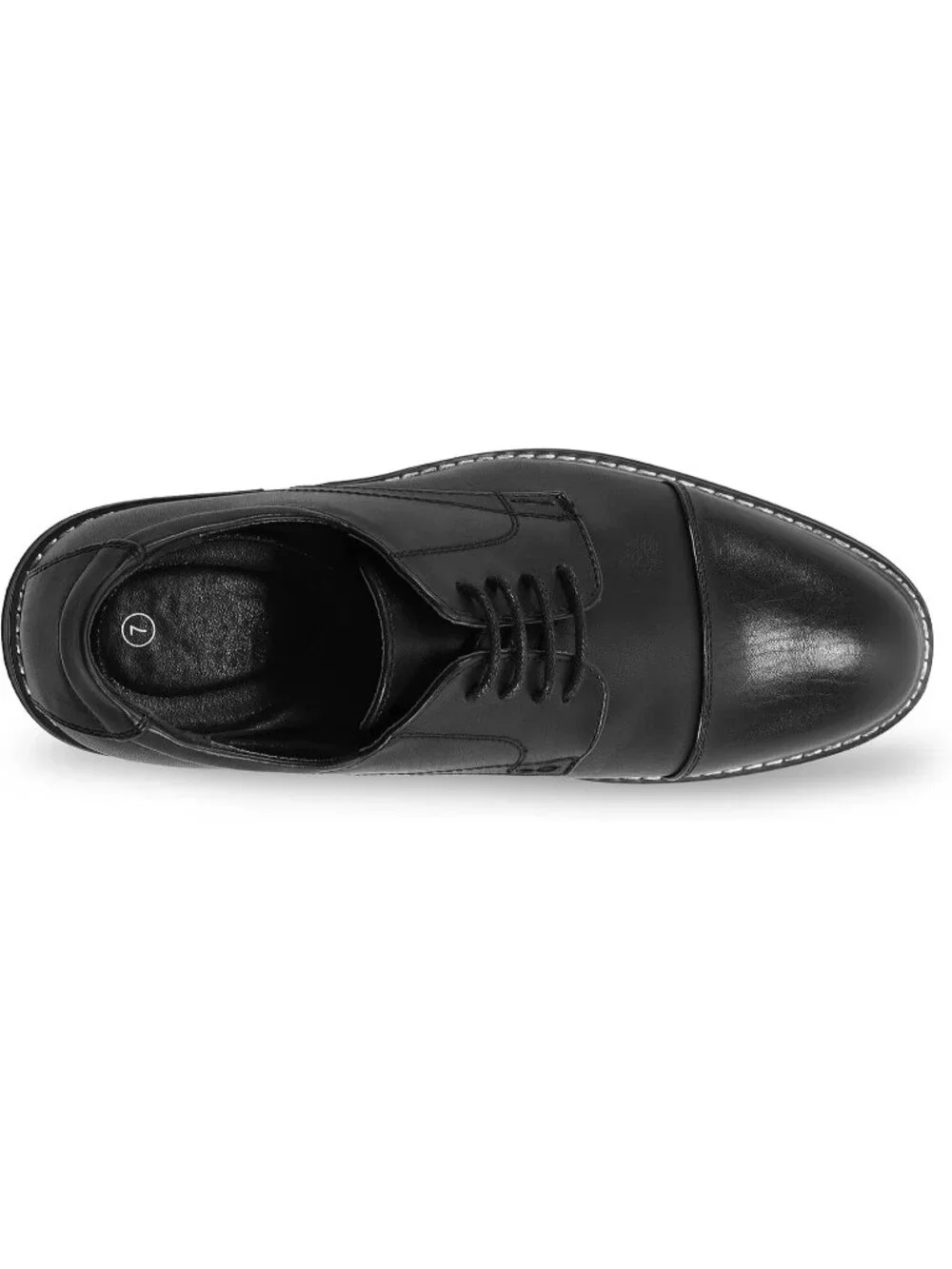 Men Black Leather Cap Toe Durable Sole Classic Business Derby Oxford Dress Shoes